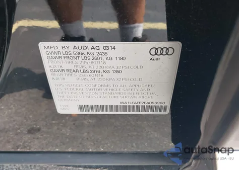 2014 Audi Q5 2.0T Premium z USA, uszkodzony, nr VIN WA1LFAFP2EA096960